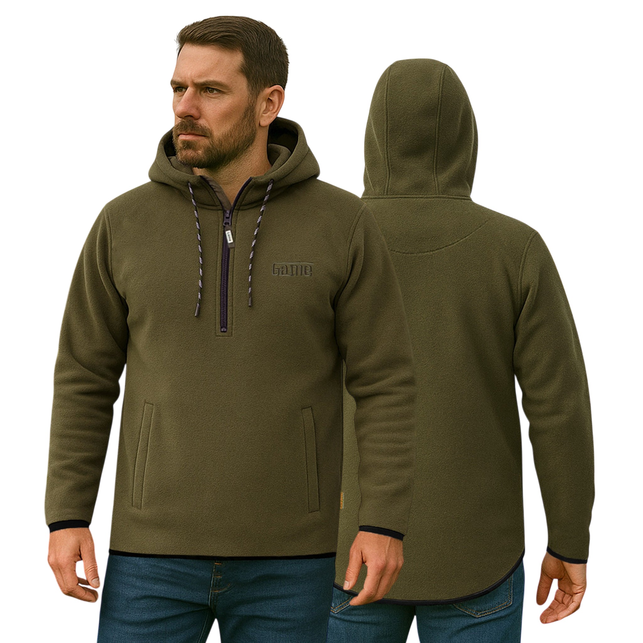 Mens Alpine Fleece 1/4 Zip Curved Hoodie