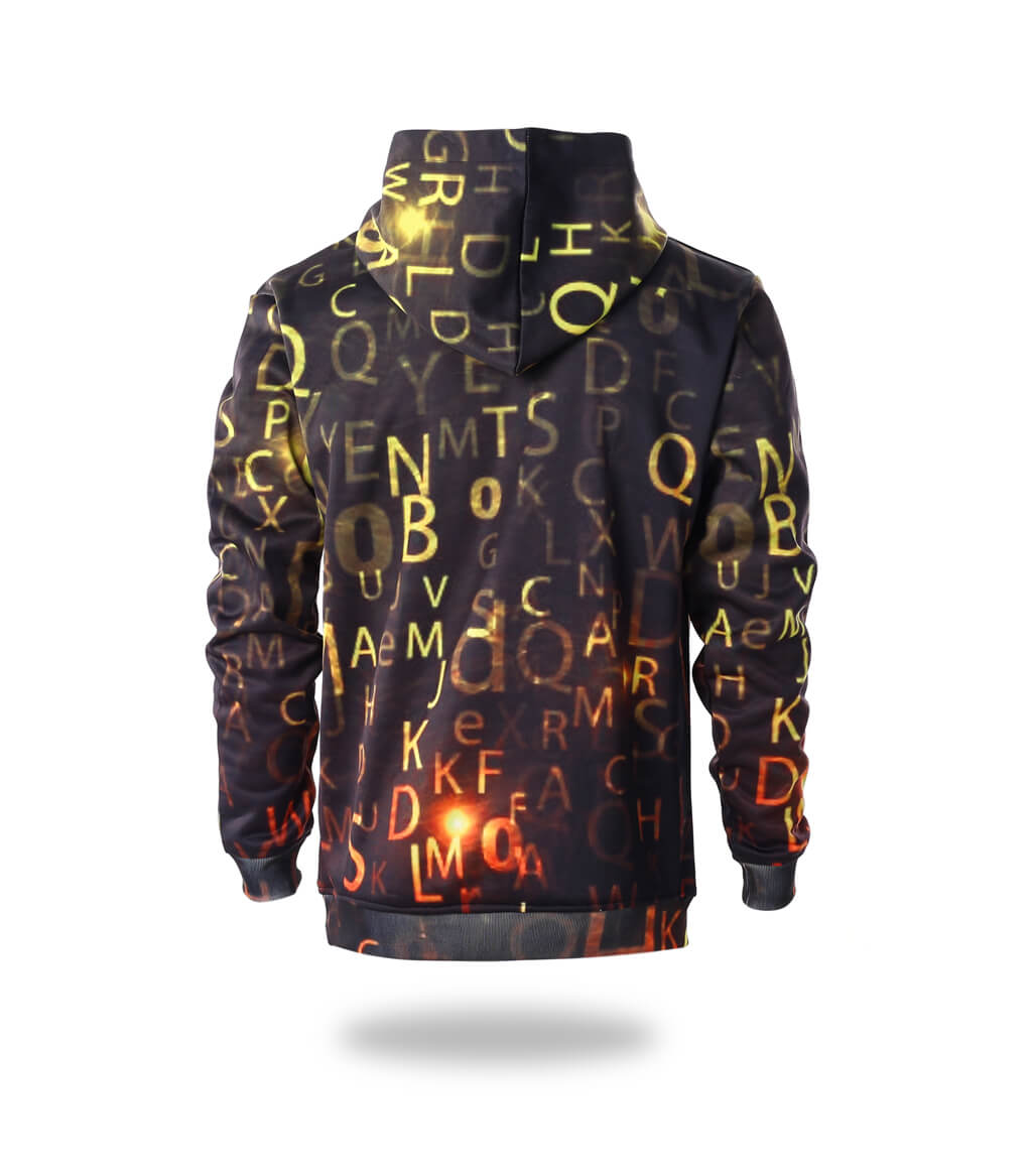 Mens Letters Design Black Pullover Hoodie