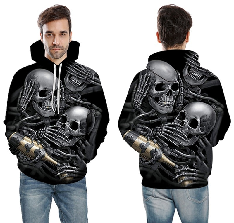 Men 3d Hoodies Skulls Champagne