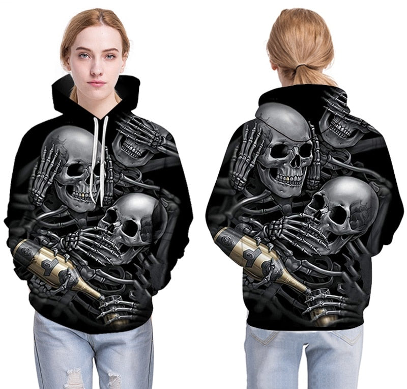 Men 3d Hoodies Skulls Champagne