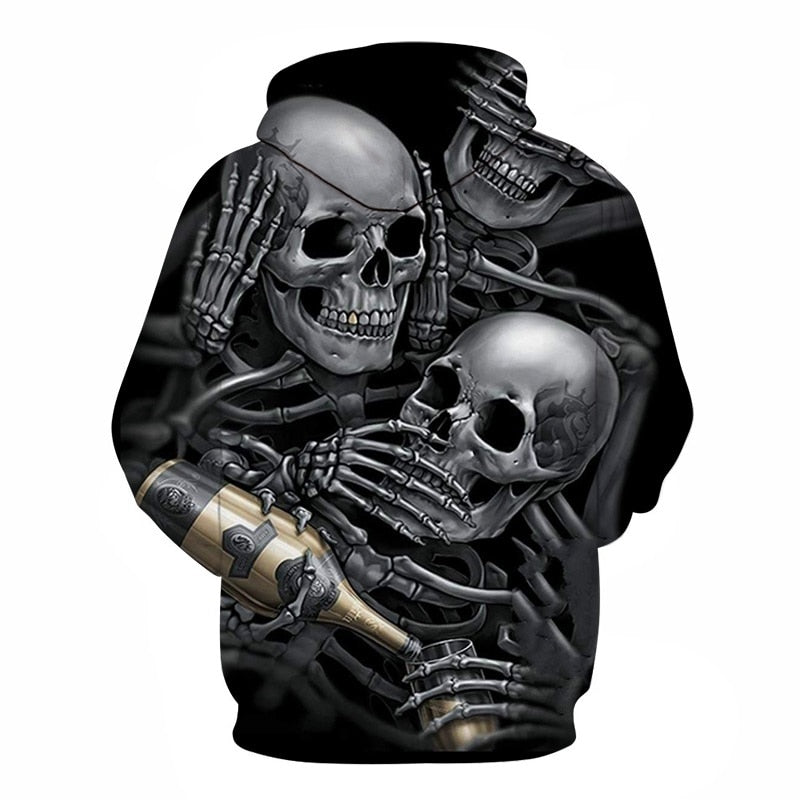 Men 3d Hoodies Skulls Champagne