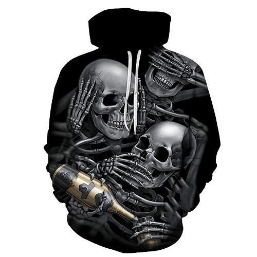 Men 3d Hoodies Skulls Champagne
