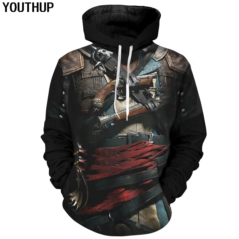 3D Hoodie Assassin Armor Cool Cosplay Streetwear