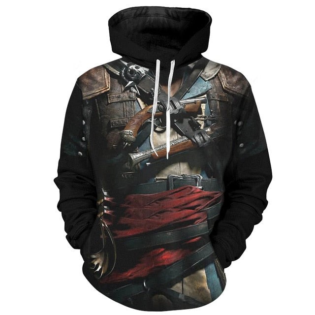 3D Hoodie Assassin Armor Cool Cosplay Streetwear